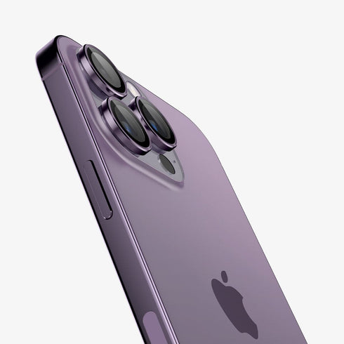 AGL05205 - iPhone 14 Pro / 14 Pro Max Optik Pro Lens Protector in black showing the device